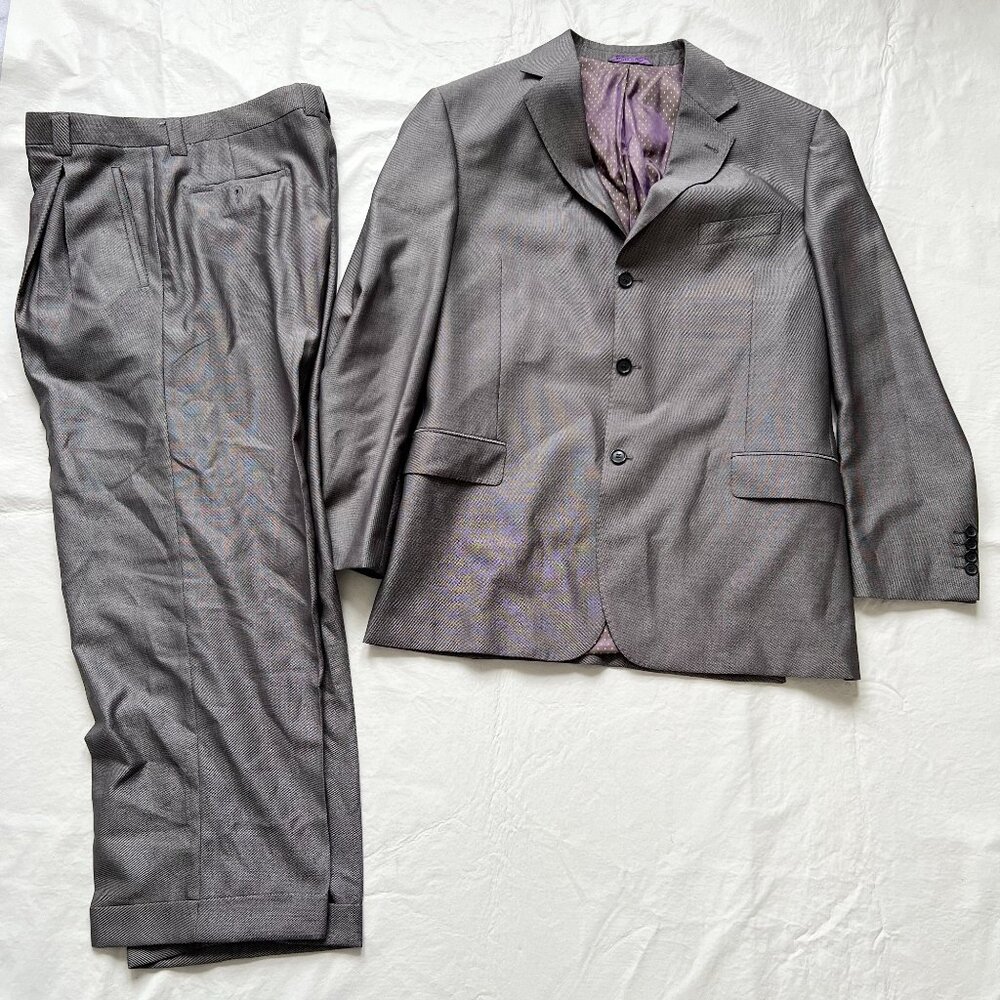 Earvin Magic Johnson suit gray 46R 40R pants 40x28 two piece blazer